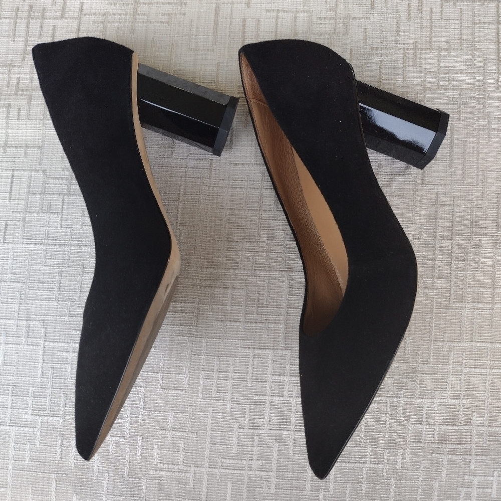 BUTTER Italy ELOISEE Suede Leather Black Pump Heels 6 EUC - Picture 2 of 6